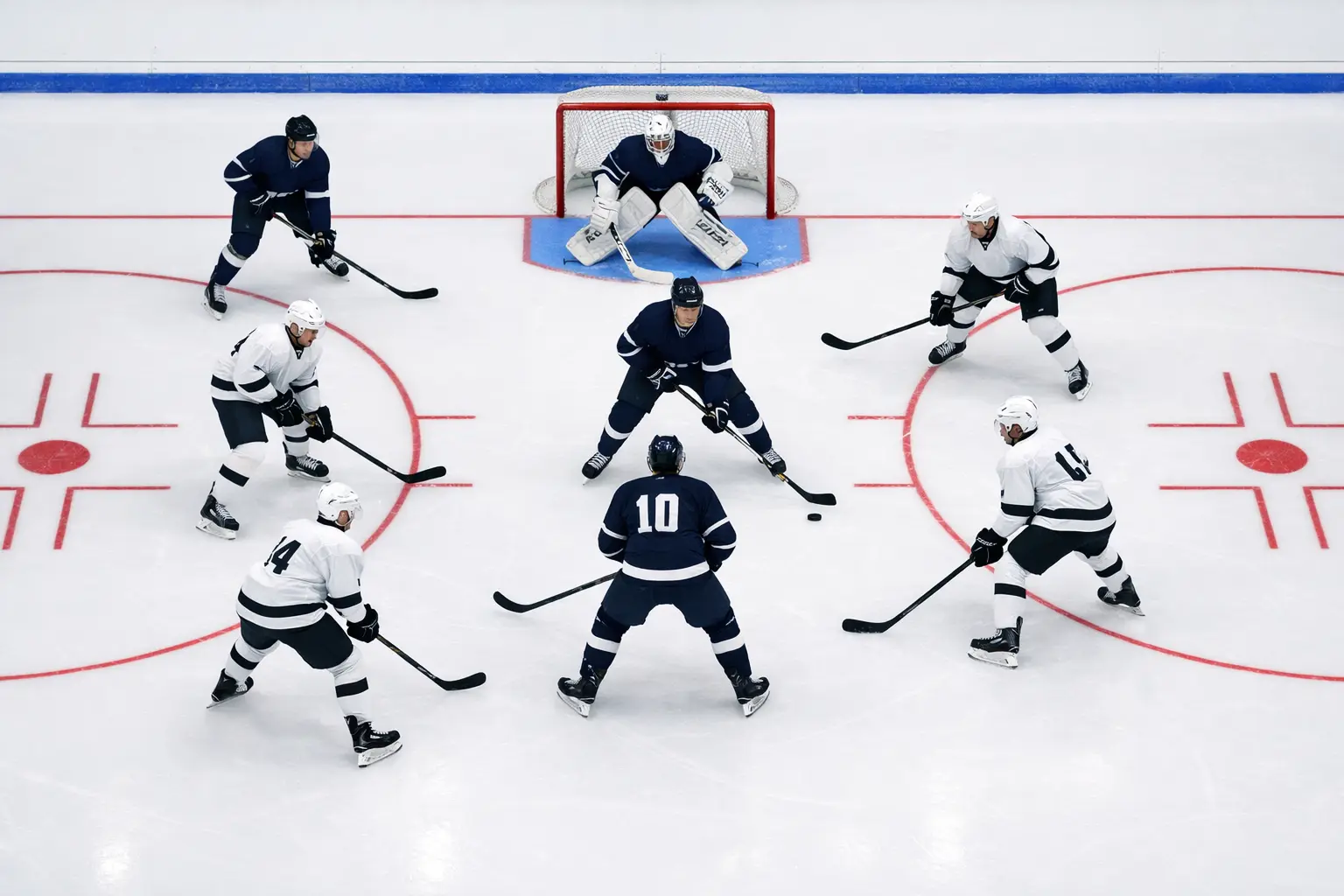 NHL team on the ice during power play formation